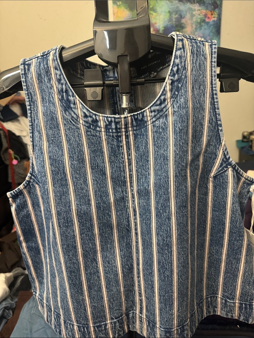 Striped Blue Denim Tank Top